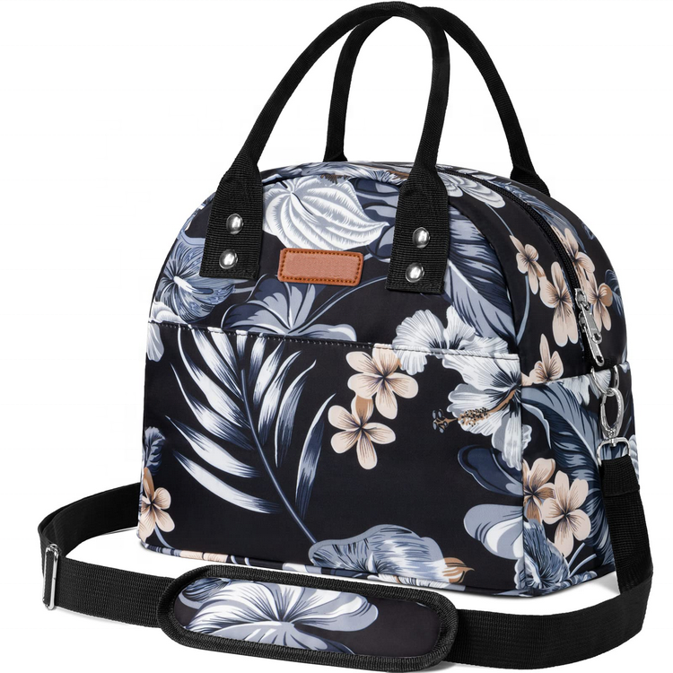 custom logo digital full printing lunch cooler bag for lady women portable tote handle thermal tote cooler bag