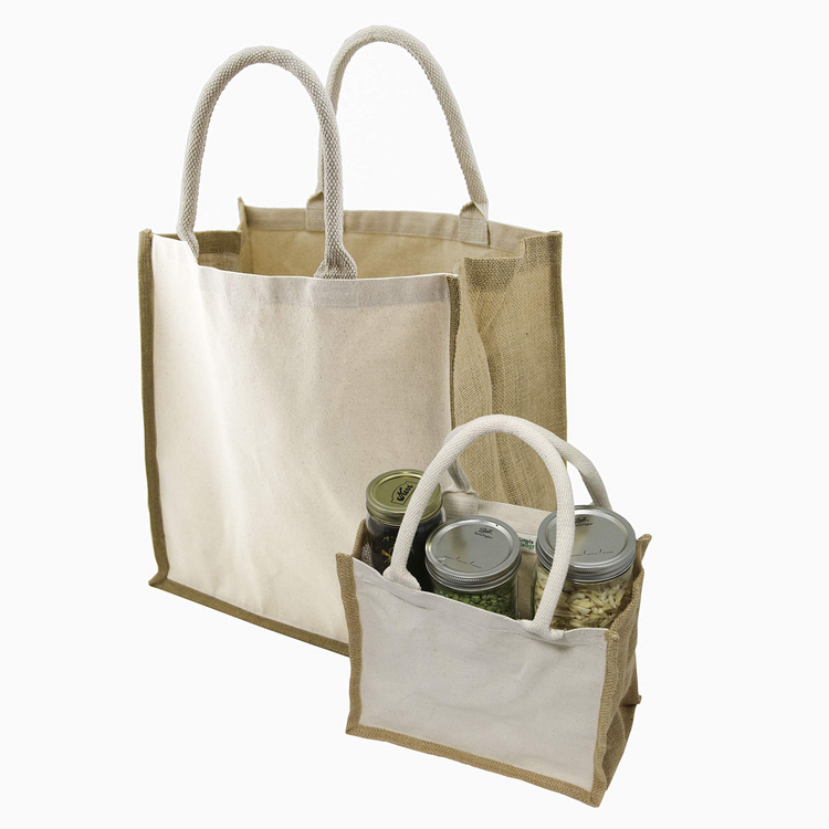 Custom Canvas Reusable Grocery Shopping Handbag Jute Tote Bag Recycle Foldable Jute Shopping Bag