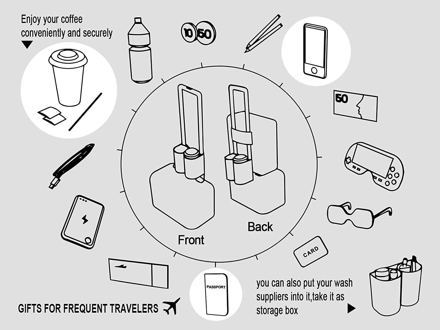 Factory Oem Odm Luggage Travel Drink Bag Cup Holder Fits All Suitcase Handles Free Hand Drink Beverages Caddy