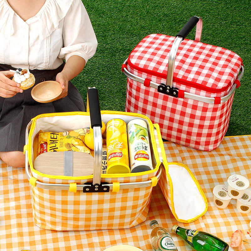 custom cheap collapsible cooler bags leakproof insulated picnic basket with aluminum frame