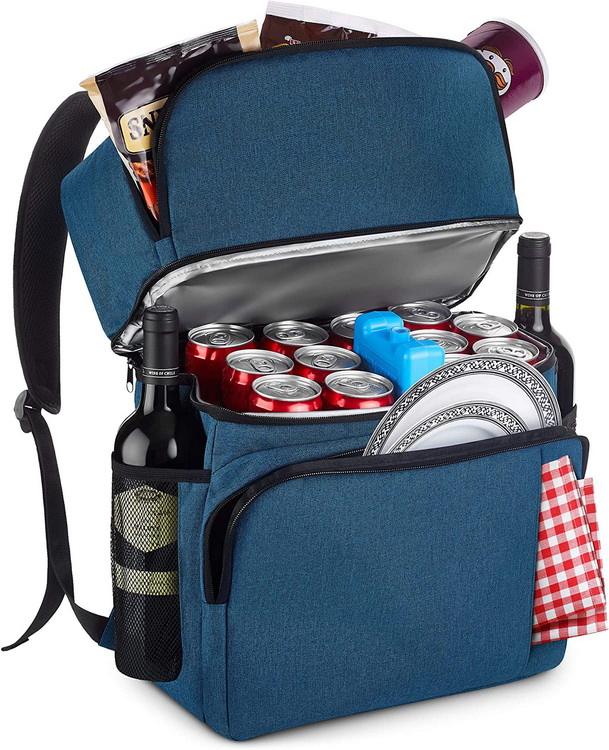 Factory price leakproof recycled polyester backpack cooler bag insulated waterproof double layer design lunch bag picnic