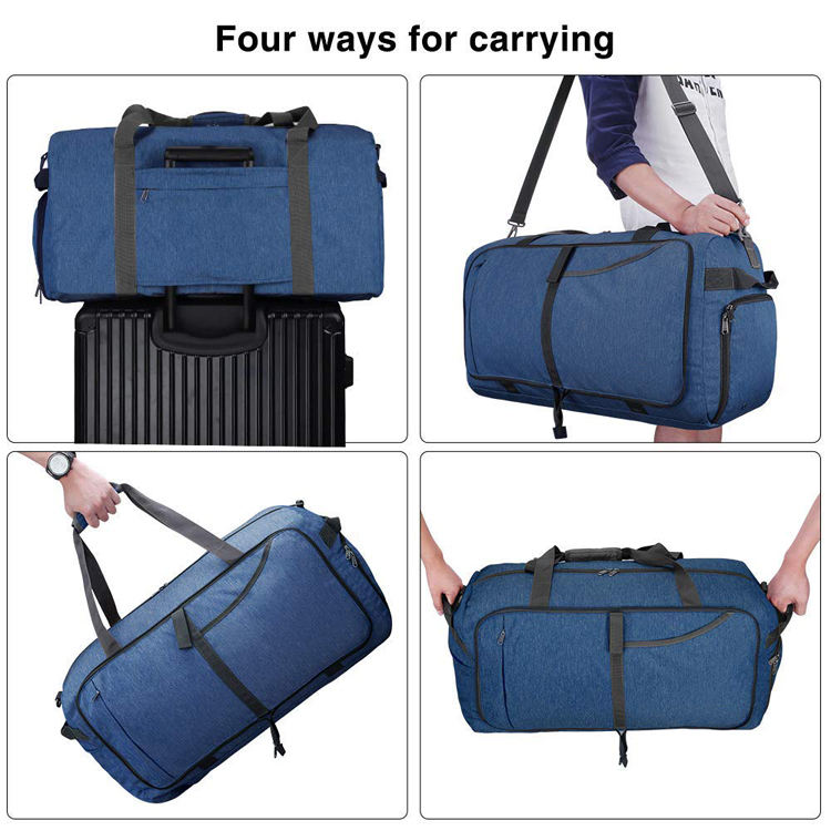 Foldable travel duffel bag folding gym bag football golf sports bag shoe compartment