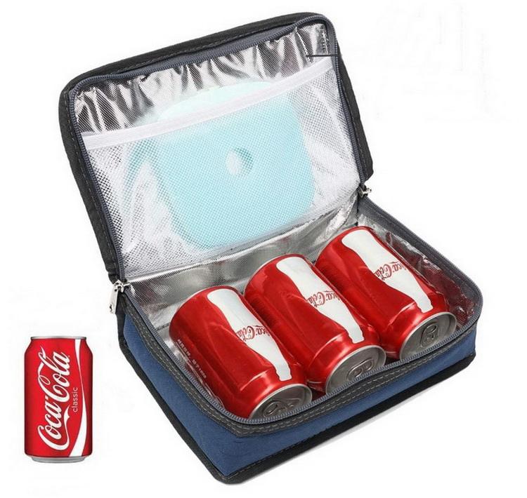 Portable Small Custom Travel Waterproof Food Drinks Insulated Thermal Bag Tote 3 Cans Cooler Bag