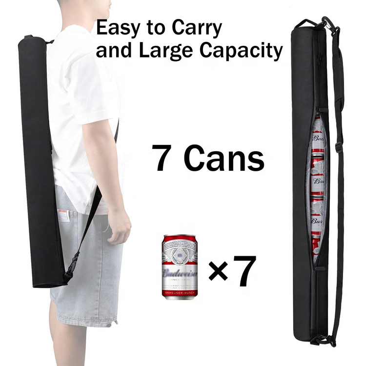 Long Shape Insulated Cooler Bag For Men 7 Can Beer Carry Organizer Hiking Travel Golf Cooler Bag