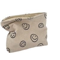 High Quality Women Printing Travel Cosmetic Bag Organizer Gift Toiletry Corduroy Makeup Cosmetic Bag