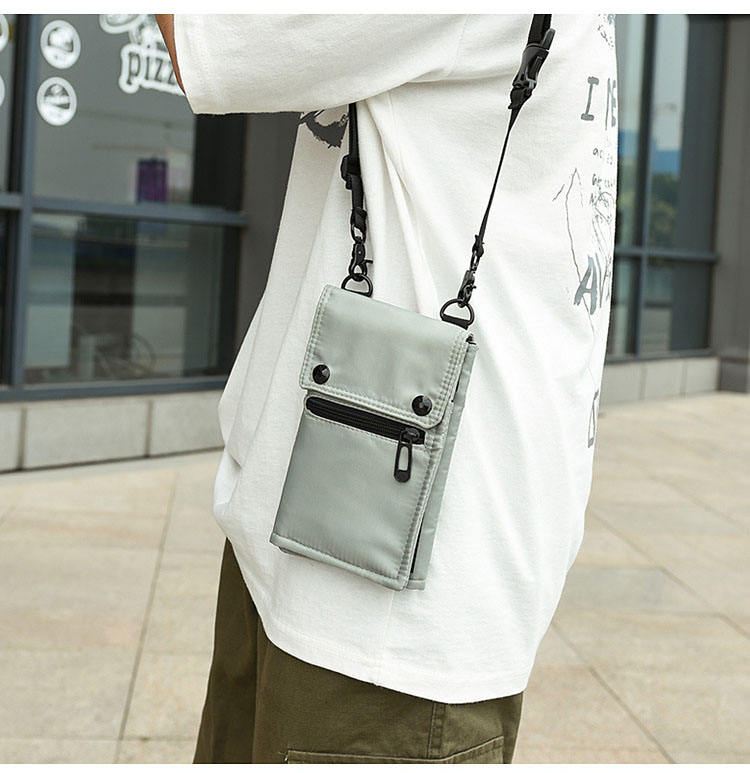 Lightweight RFID protected badge ID card holder travel neck pouch wallet nylon wallet neck sling bag for men