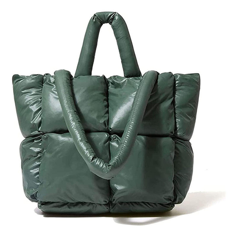 Quilted Puffer Bag Women Customised Tote Bag Large Soft Padded Down Winter Handbag Nylon Pillow Shopper Bag