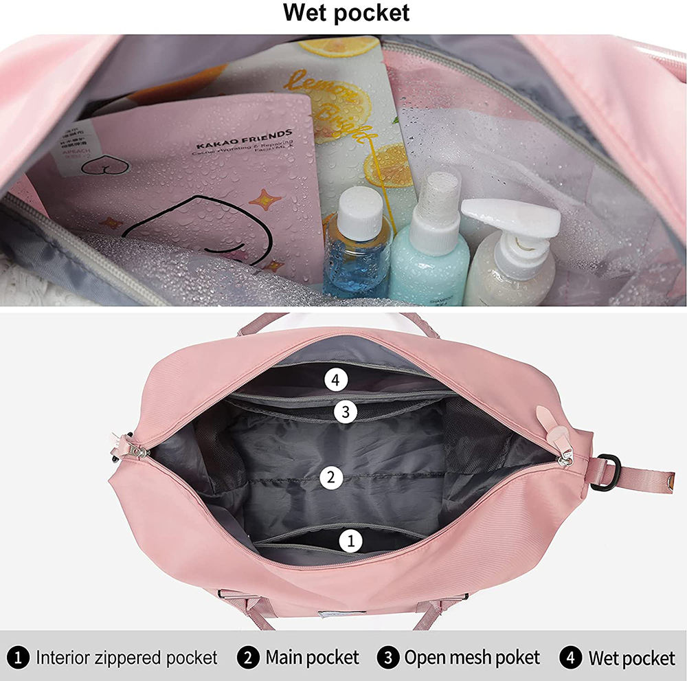 custom waterproof women duffle tote bags custom nylon travel duffel bag with dry wet separation