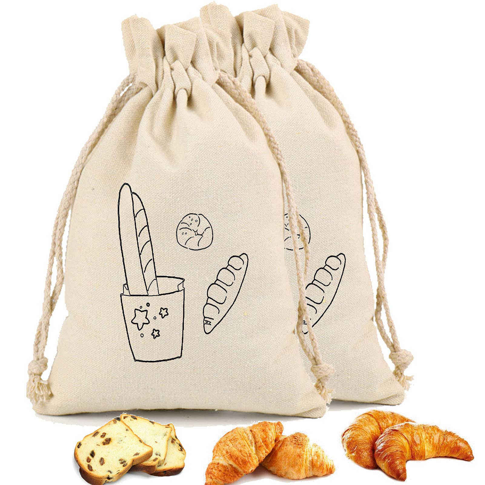 Bread Bags Homemade Reusable Food Storage containers Artisan Bread Bags Rice Grain Natural Cloth Bags