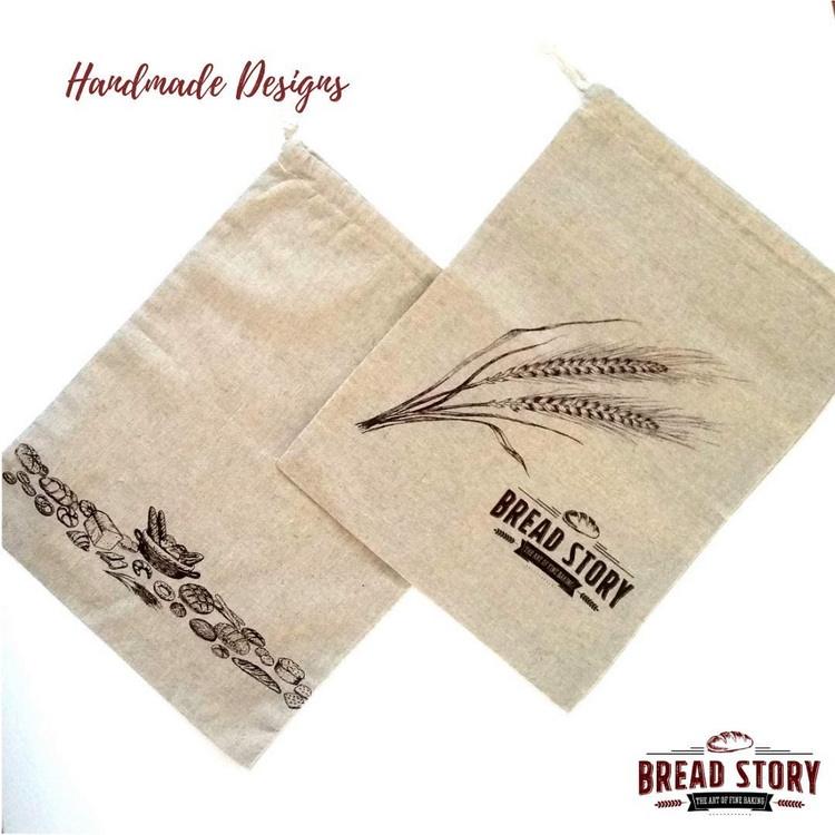 Eco friendly wholesale high quality natural linen reusable design food bread bag drawstring customizable
