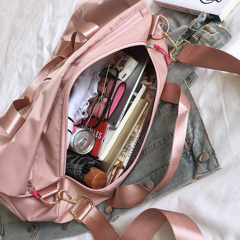 Pink Weekender Bag Sports Women Yoga Fitness Travel Bag Duffle Large Capacity Custom Travel Bag With Logo