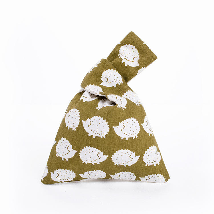 Japanese style Korean simple custom canvas gift purse shopping handbag wrist knot bag women