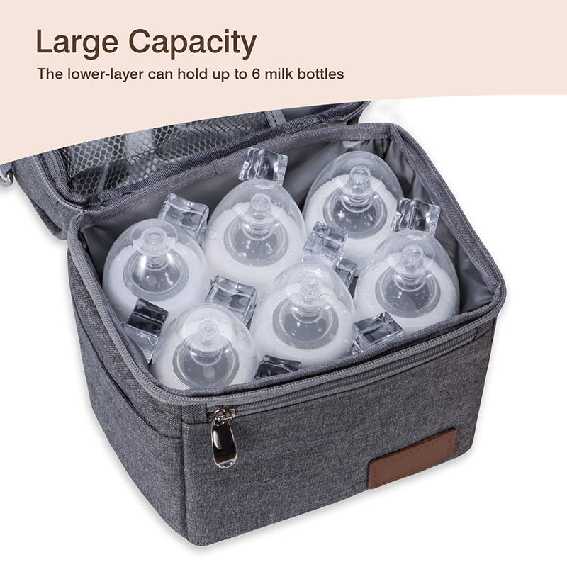 High Quality Double Deck Reusable Breast Milk Bottle Storage Insulated Cooler Bag