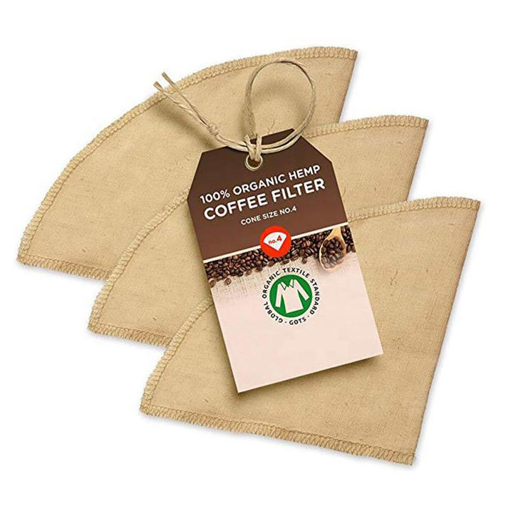 Custom Logo Eco Friendly GOTS Hemp Jute Unbleached Reusable Organic Cotton Drip Coffee Filter Bag