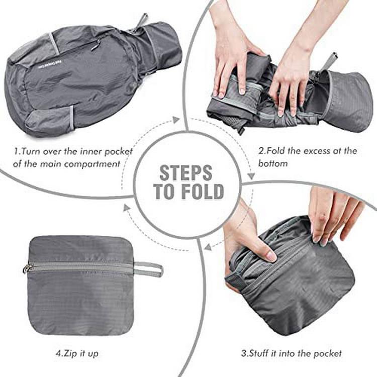 Easy to fold packable backpack waterproof lightweight foldable travel bag promotional folding rucksack for men women