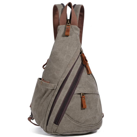 Good quality unisex sling bag chest shoulder backpack custom cotton canvas crossbody bag for men women