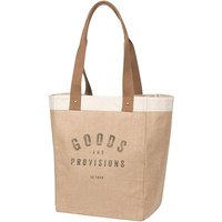 Multi Purpose Natural Jute Tote Reusable Grocery Shopping Bag with Long Leather Handles for Woman