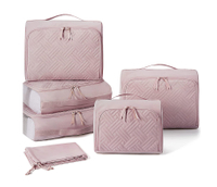 Packing Cubes for Carry On Suitcases 6 Set Packing Bags for Travel Women Quilted Look Suitcase Organizer Bags Set Luggage Organizer Cubes with Shoes Bag Pink