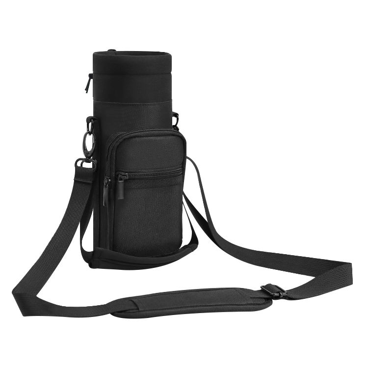 Neoprene sleeve hiking travel zippered water bottle holder sling bag handheld water sports bottle bag for running