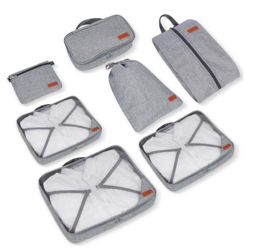 Wholesale Quality Travel Luggage Packing Cubes Set of 7 Customized Unisex Waterproof Suitcase Compression Travelling Bags