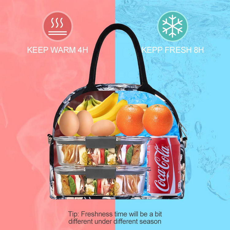 custom logo digital full printing lunch cooler bag for lady women portable tote handle thermal tote cooler bag