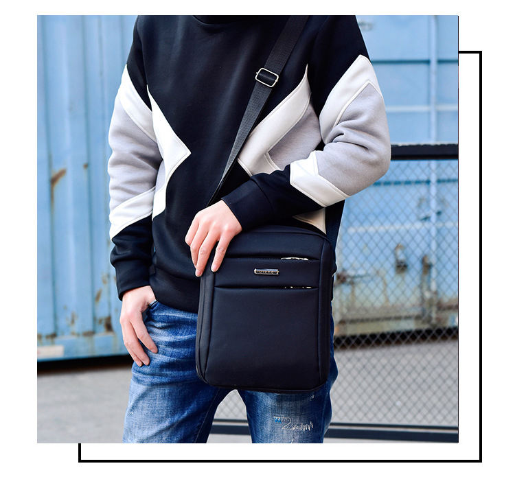 Custom Logo Small Black Polyester Men Bag Crossbody Shoulder Sling Bags Mini Single Unisex Messenger Bag