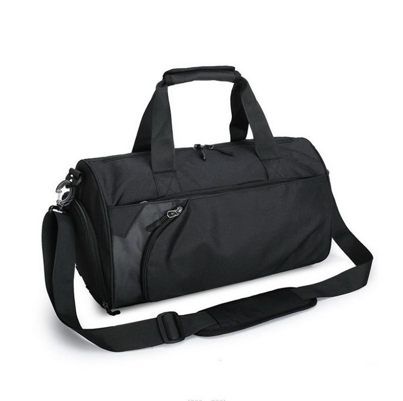 Black RPET travel duffel gym bags custom men sport duffle overnight weekend duffel bag with shoe compartment