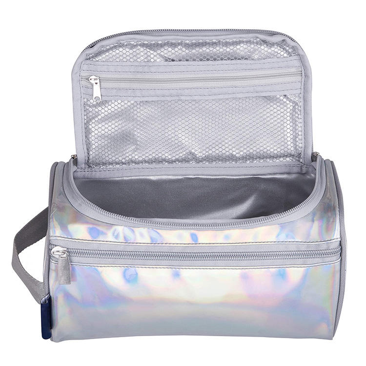 Waterproof Holographic PU Leather Children Travel Duffel Bag Set Kids Daily Gym Sport Tote Bag With Cosmetic Bag