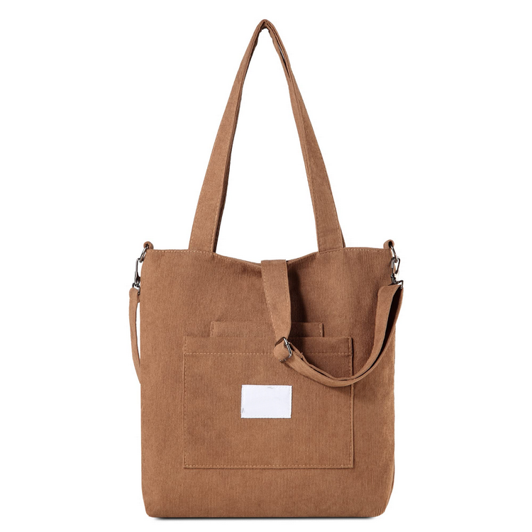 Lightweight Eco-friendly Soft Corduroy Women's Tote Bag Durable Casual Handbags for Girls Travel Shopping Work School