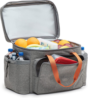 Lightweight Large Lunch Bag Insulated Lunch Box Soft Cooler Cooling Tote for Adult Men Women, Grey