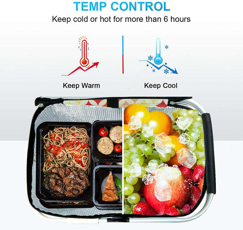 Custom Folding Picnic Basket Beach People Insulated Picnic Basket Cooler