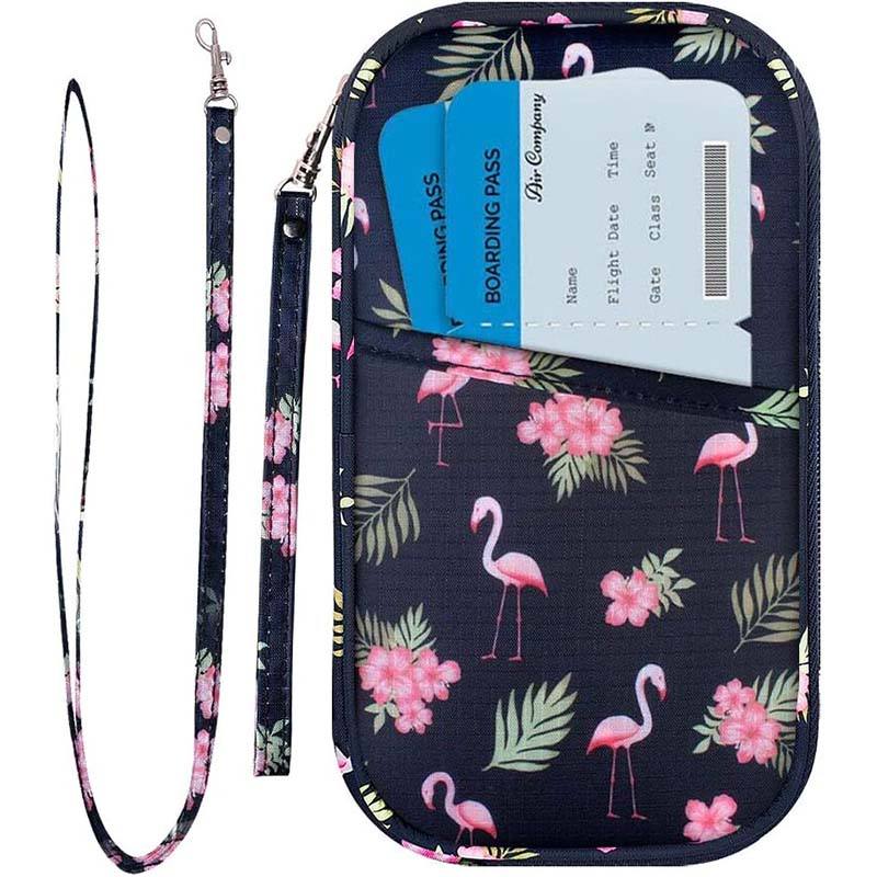 RFID family passport wallet holder waterproof custom sublimation print nylon travel document organizer credit card clutch bag