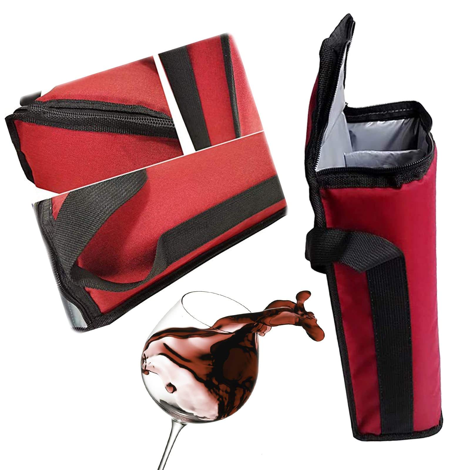 2 Bottle Wine Carrier Bag Tote Insulated Champagne Waterproof Picnic Wine Cooler Bags