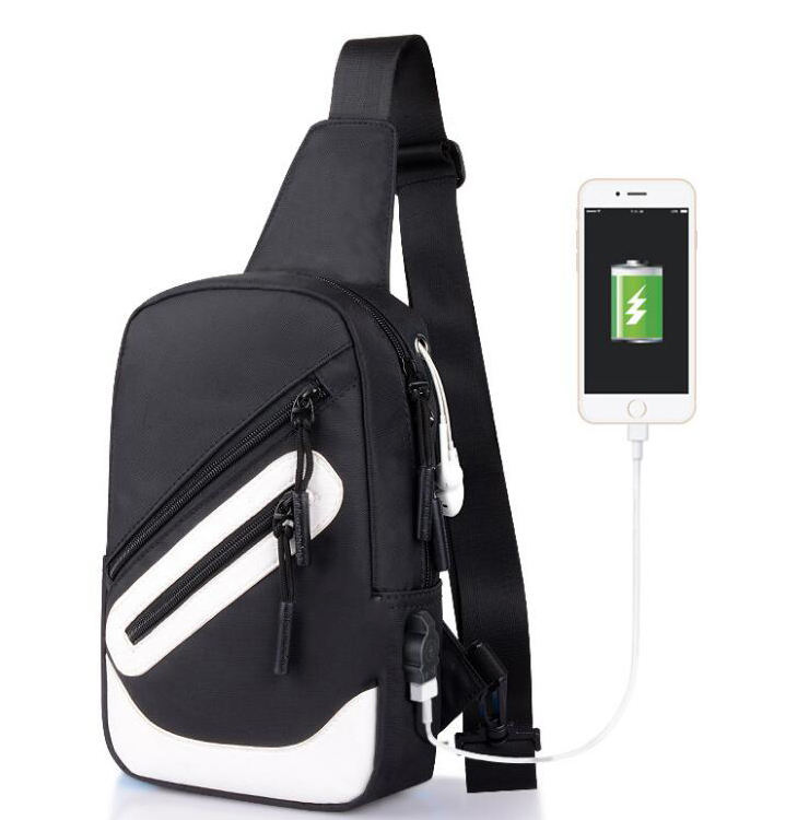 Oxford USB Charging Crossbody Bag Custom Printed Men Mini Designer Messenger Shoulder Chest Bag Smell Proof Factory