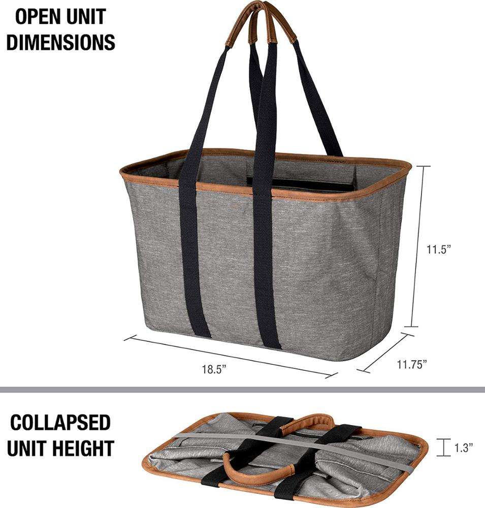 Reusable Collapsible Durable Grocery Shopping Bag , Heavy Duty Large Structured Tote