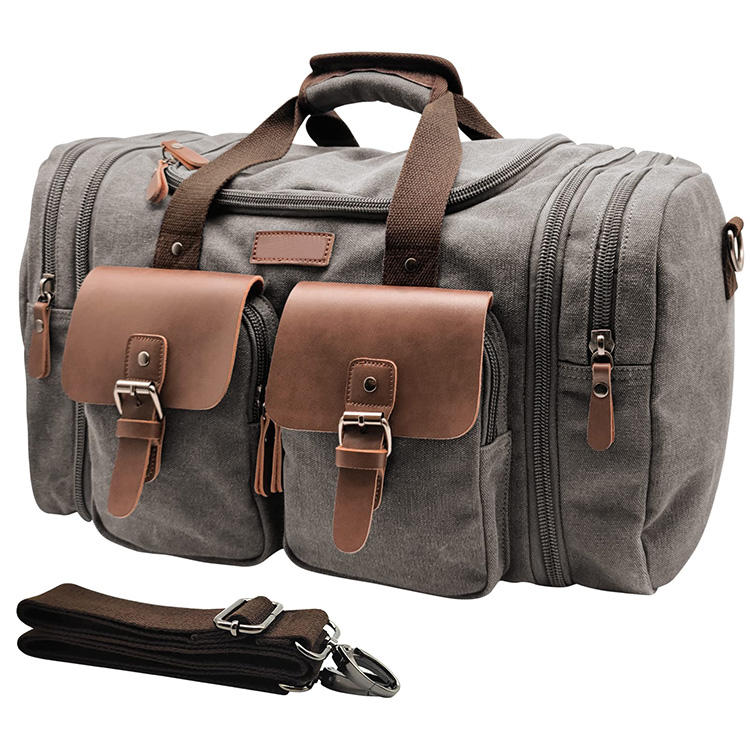 waterproof promotional outdoor canvas travel duffel bag with shoes compartment for man high quality weekender travel bag