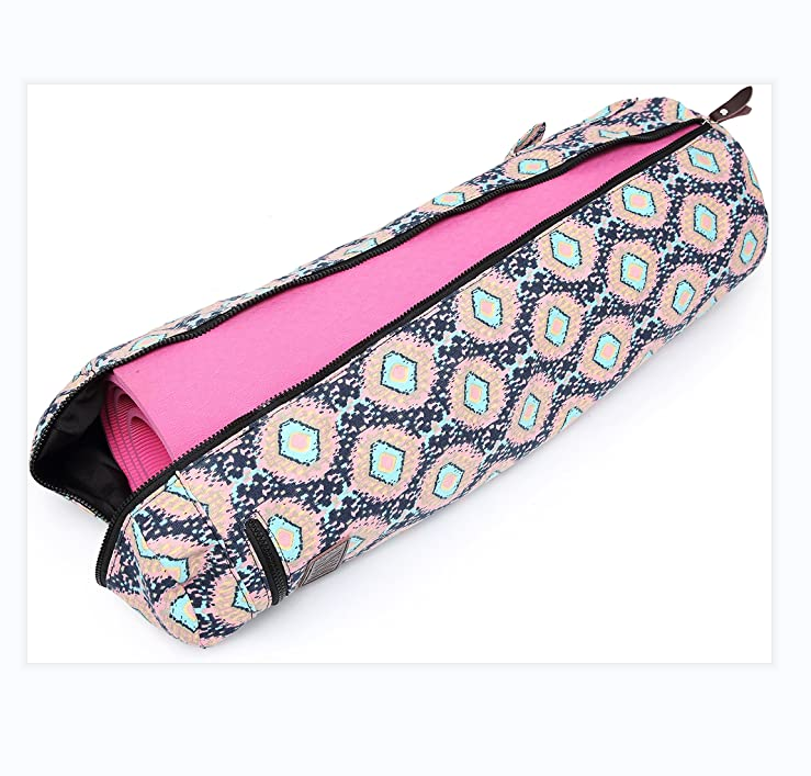 Large Functional Canvas Yoga Mat Bag Full Zip Exercise Yoga Mat Sling Bag Adjustable Strap
