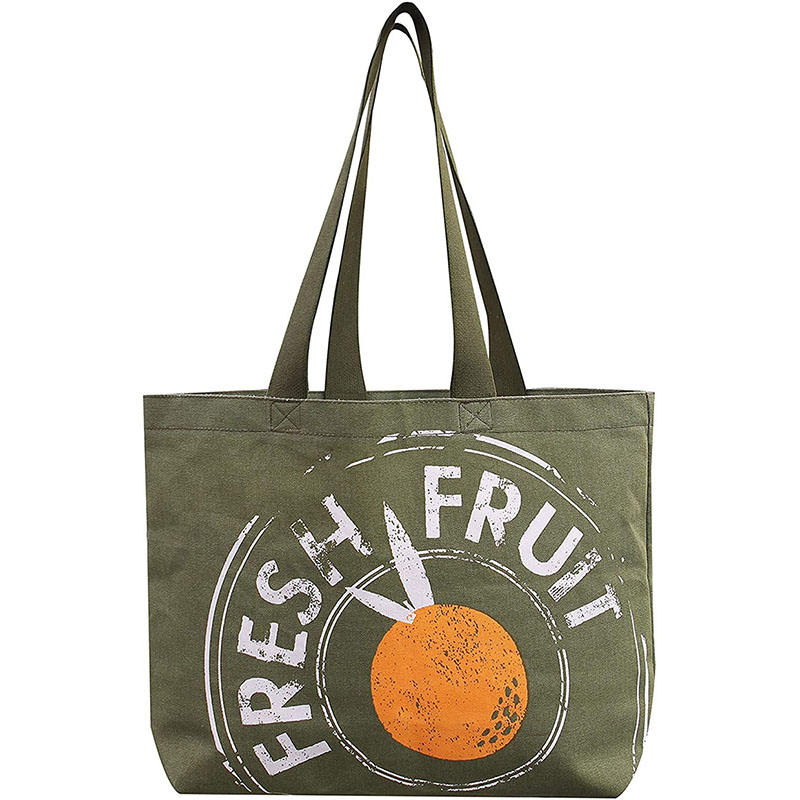 Heavy Duty Cotton Canvas Large Multi Purpose Reusable Grocery Shopping Tote Bag with Long Handle