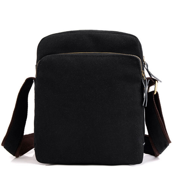 Small mens canvas documents briefcase shoulder bag