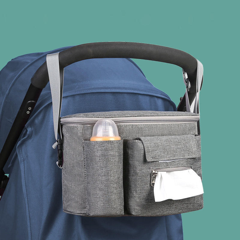 Large capacity universal portable hanging stroller diaper bag baby bottle holder organizer bag stroller for smart moms