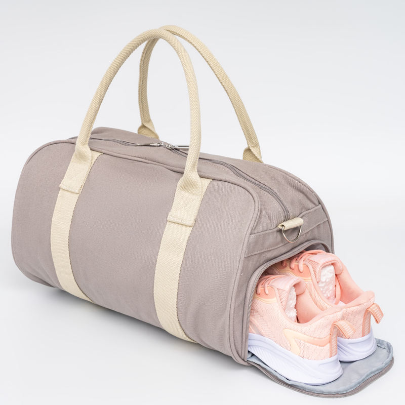 durable canvas sports gym duffel bag with shoes compartment for women small shoulder weekender overnight tote bag