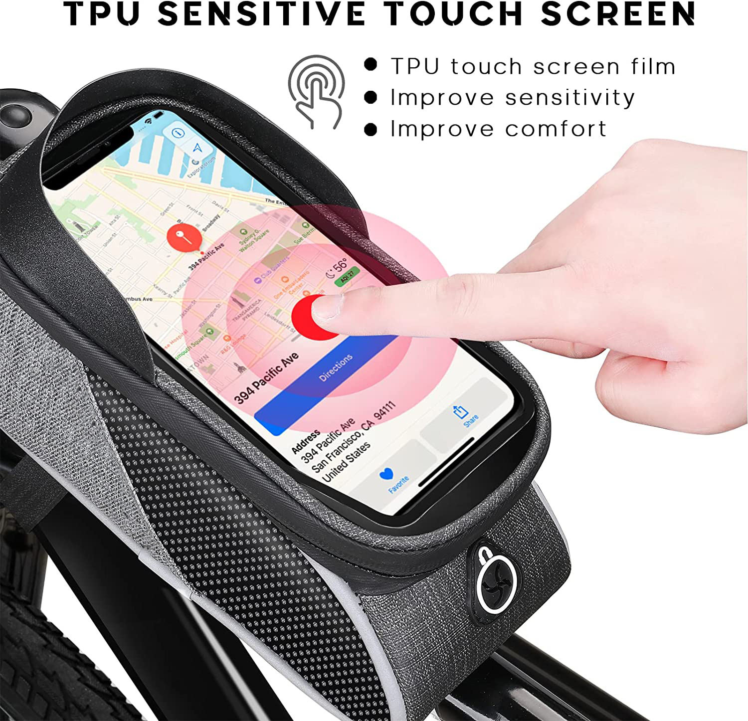 Popular Waterproof Bicycle Phone Seat Tube Bag With Tpu Touch Screen For Smartphones