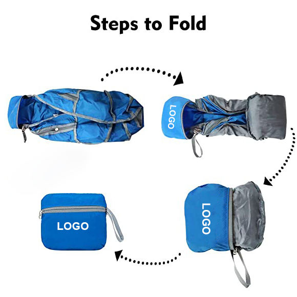 promotional durable lightweight waterproof foldable sports bagpack backpack blue
