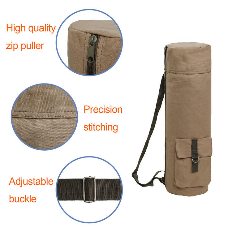 Hot Selling Professional Cotton Canvas Yoga Mat Carry Bag with Long Adjustable Shoulder Strap